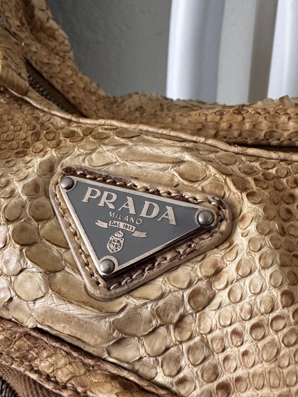 Prada Beige Cargo PythonShoulder Bag - Picture 2 of 16